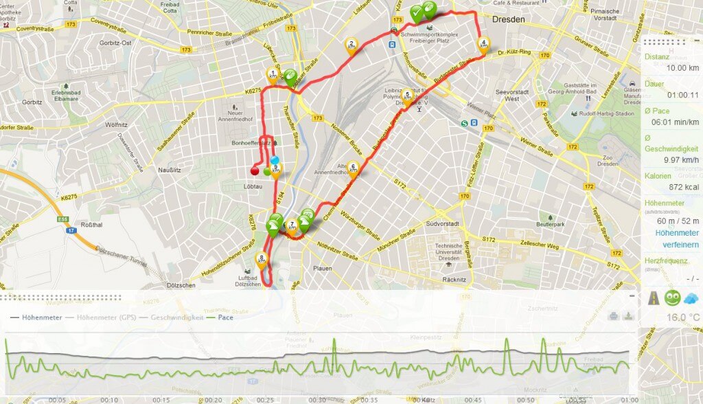 10 Km Lauf durch Dresden
