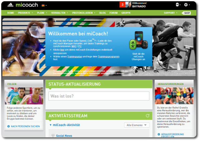 adidas miCoach Website