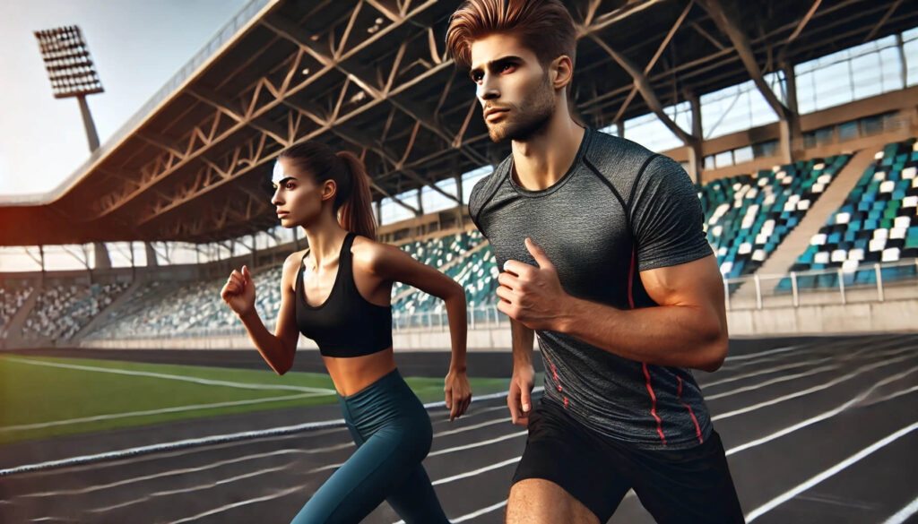 Mann und Frau beim Cooper Test